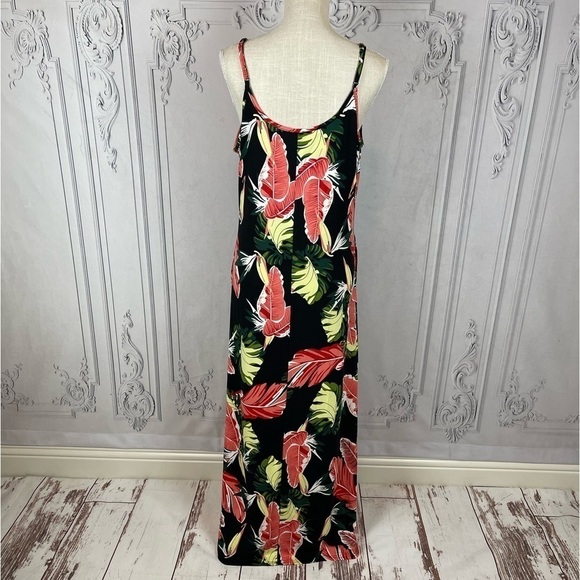 Hawaiin Vibes Tropical Floral Print Sleeveless Cami Maxi Dress - Picture 9 of 14